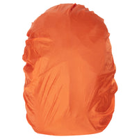An orange backpack rain cover shown on a plain white background.