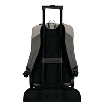 Targus laptop backpack on luggage trolley