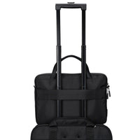 Targus laptop briefcase black on white background trolley strap