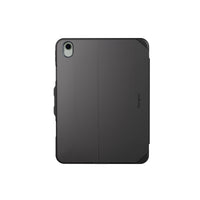 A dark gray protective tablet case with a foldable cover design, shown from the back on a solid white background. The brand name 'Targus' is subtly printed vertically on the right side.