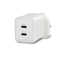 A white Hyper-branded USB-C wall charger with two USB-C ports, shown on a clean white background.