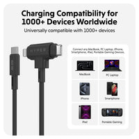 HyperJuice USB-C und Lightning Hybrid-Silikonkabel (1,5m) - Schwarz