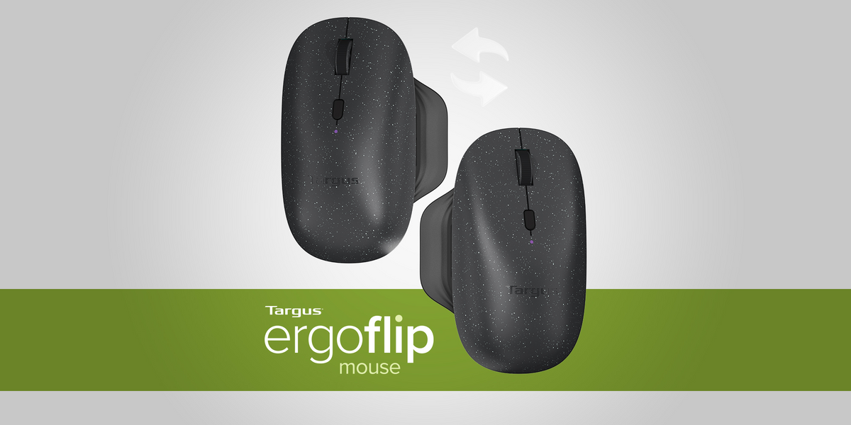 Targus® lance une souris ambidextre durable, en instance de brevet, qui passe facilement de la main droite à la main gauche.