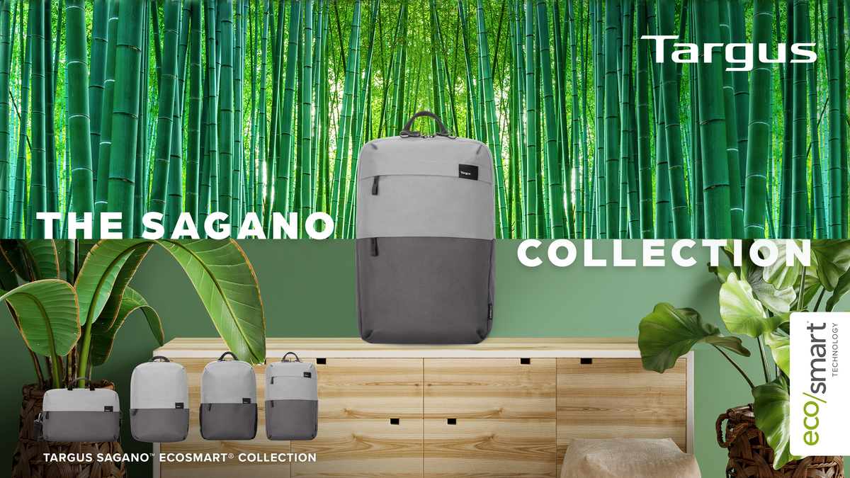 Targus lance Sagano™, une NOUVELLE collection de sacs EcoSmart®, fabriqués à partir de plastique post-consommation, parfaits pour transporter et protéger les technologies !