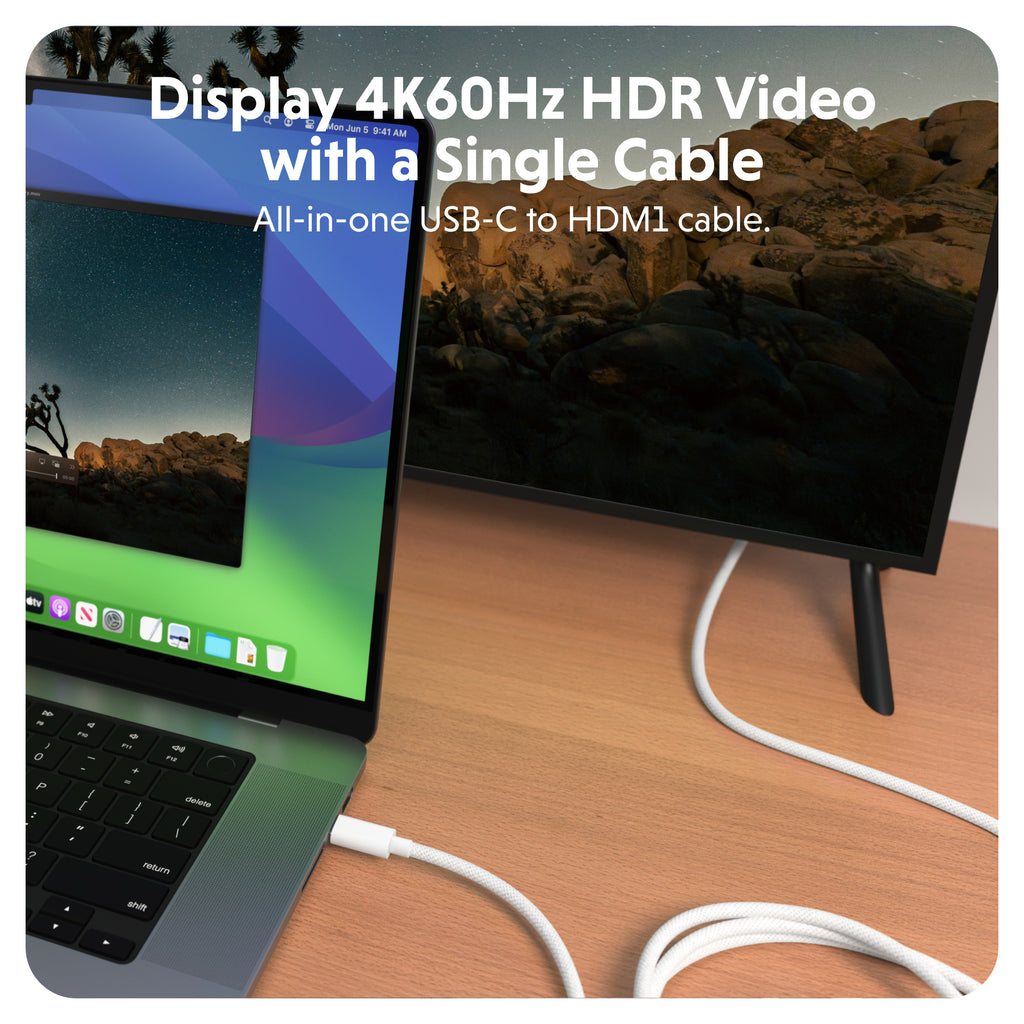 HyperDrive USB-C zu HDMI 4K60Hz Kabel - Weiß