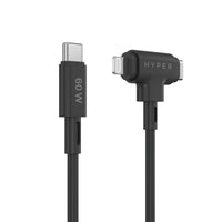 HyperJuice USB-C and Lightning Hybrid Silicone Cable (1.5m/5ft) - Black