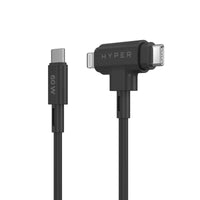 HyperJuice USB-C and Lightning Hybrid Silicone Cable (1.5m/5ft) - Black