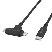 HyperJuice USB-C and Lightning Hybrid Silicone Cable (1.5m/5ft) - Black