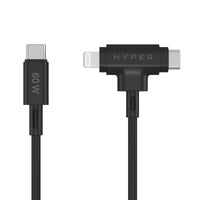 HyperJuice USB-C and Lightning Hybrid Silicone Cable (1.5m/5ft) - Black