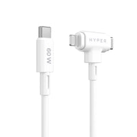 HyperJuice USB-C und Lightning Hybrid-Silikonkabel (1,5m) - Weiß