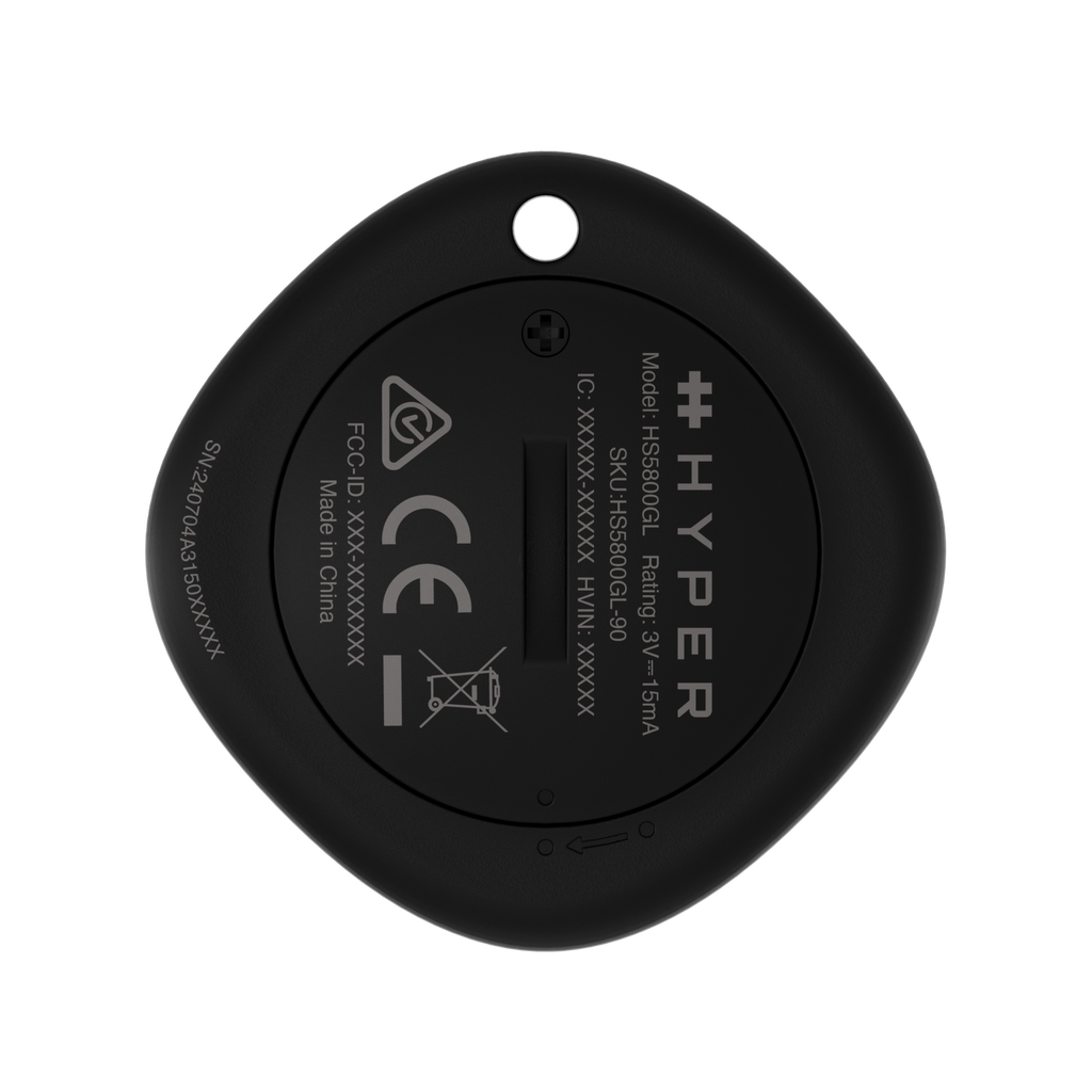 Hyper GPS tracker negro sobre fondo blanco