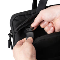 Targus laptop briefcase black on white background front with zipper