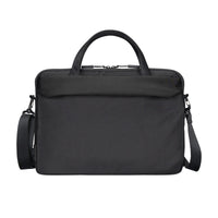 Targus laptop briefcase black on white background front with zipper and strap