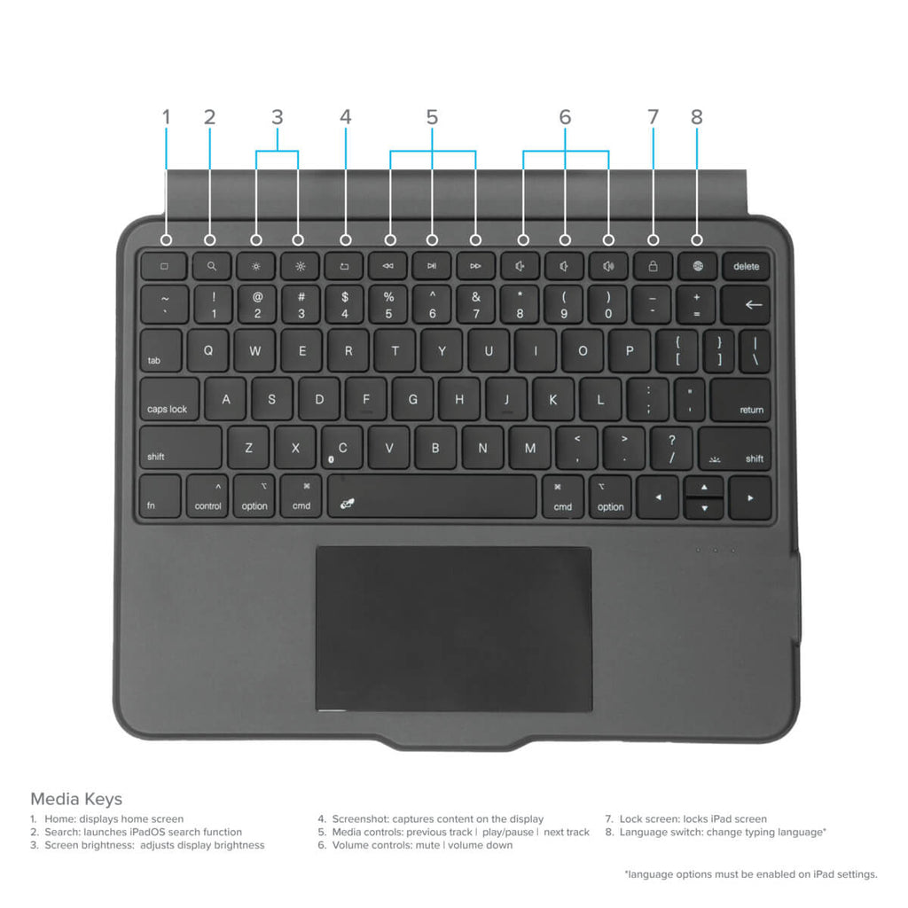 Funda con teclado Bluetooth® VersaVu® para iPad (A16), iPad Air® (M3)/(M2) de 11 pulgadas, iPad® (10ª generación) de 10,9 pulgadas, iPad Air® (5ª y 4ª gen.) de 10,9 pulgadas y iPad Pro® (4ª, 3ª, 2ª y 1ª gen.) de 11 pulgadas (francés)
