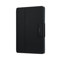 Negro tablet con el logotipo de la marca sobre fondo blanco