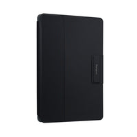 Negro tablet con el logotipo de la marca sobre fondo blanco