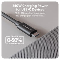 Cable de alto rendimiento HyperDrive Next USB4 Type-C (1,2 m/4 pies) - Negro