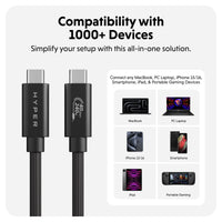 Cable de alto rendimiento HyperDrive Next USB4 Type-C (1,2 m/4 pies) - Negro