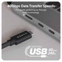 Cable de alto rendimiento HyperDrive Next USB4 Type-C (1,2 m/4 pies) - Negro