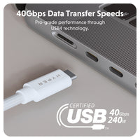 Cable de alto rendimiento HyperDrive Next USB4 Type-C (1,2 m/4 pies) - Blanco