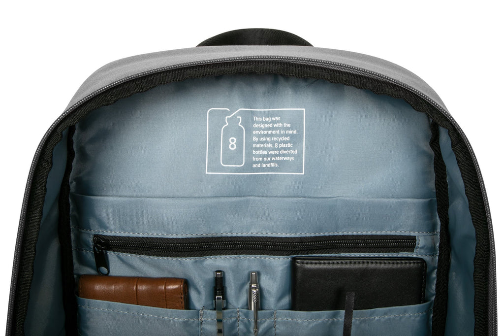 Grey Canvas & Black Leather Backpack For Professionals