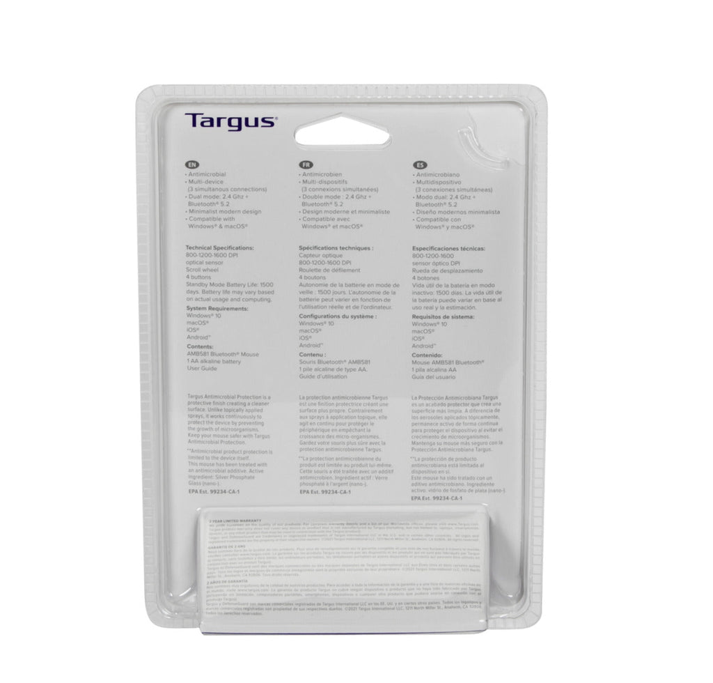 Targus Mice Compact Multi-Appareils Souris sans fil antimicrobienne