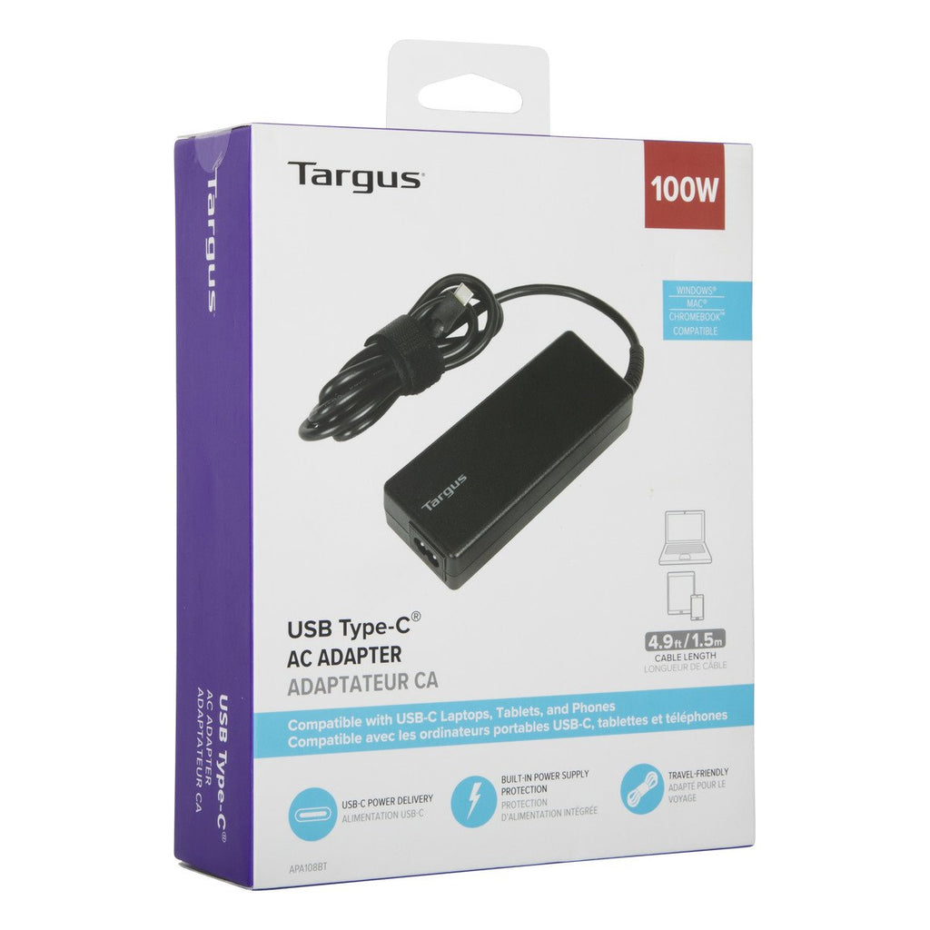 Adaptador/cargador universal TARGUS P/Laptop USB-C 100watts Black