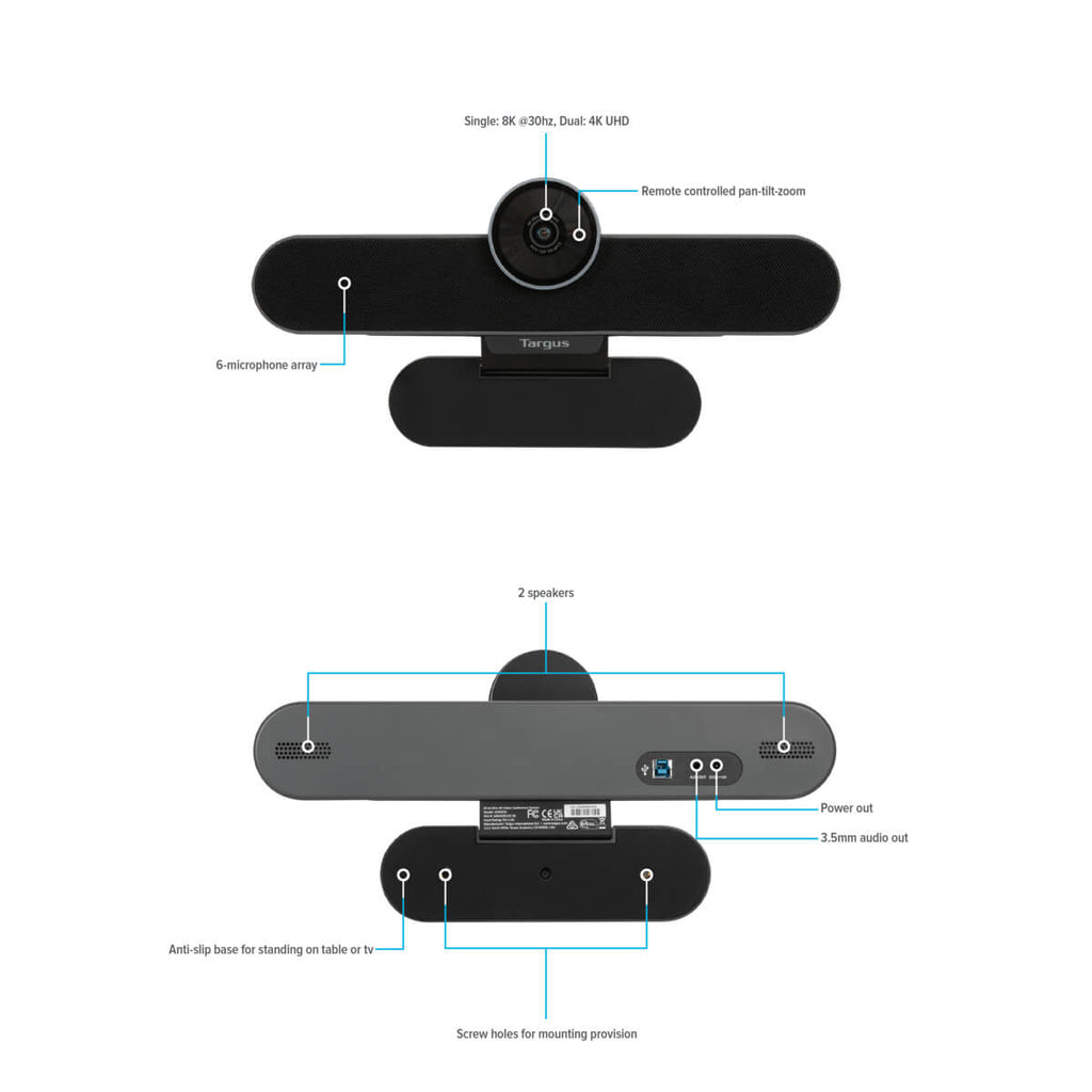 Targus Webcams All-in-One 4K Videokonferenzsystem (UK Stecker) AEM350UKZ 5051794042481